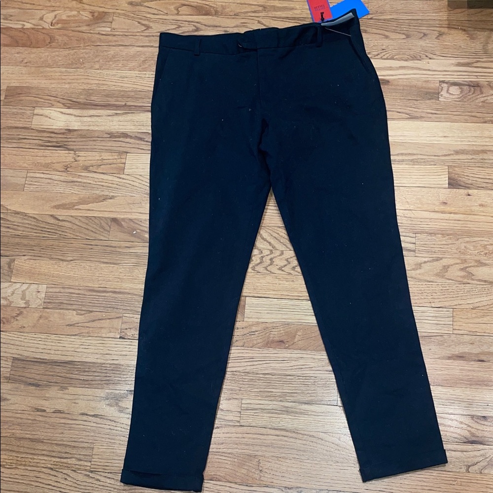ZNT18 Black modern cropped hemmed pants 38r